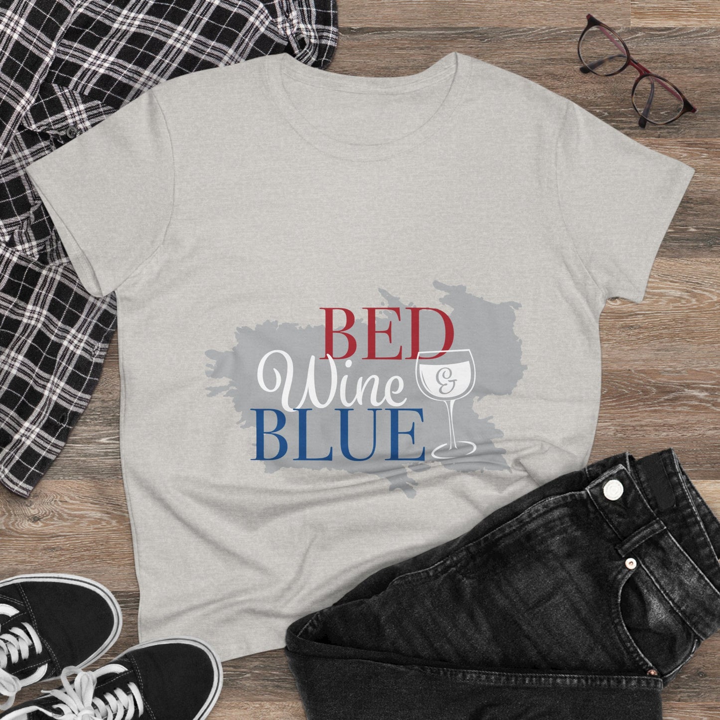 Bed, Wine and Blue 4th of July tee