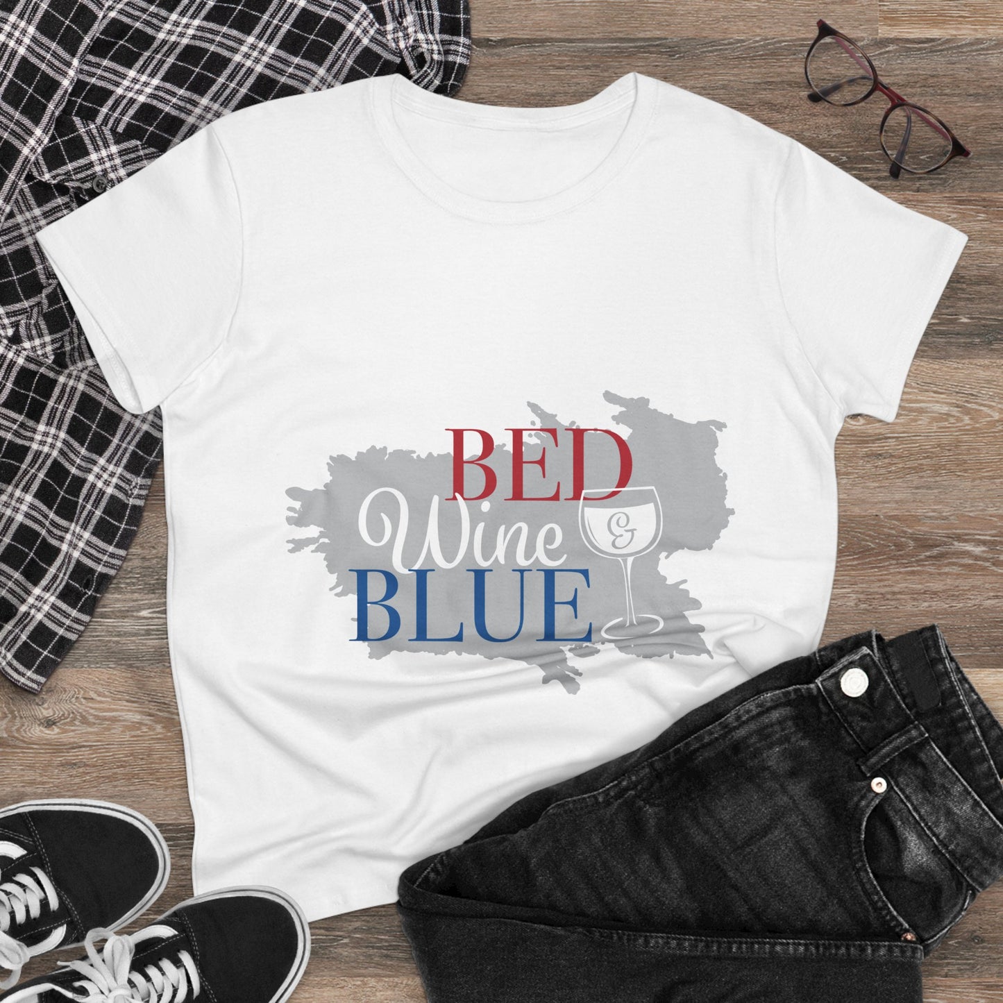 Bed, Wine and Blue 4th of July tee